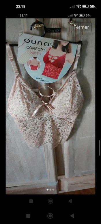 Croc top dentelle rose clair taille s