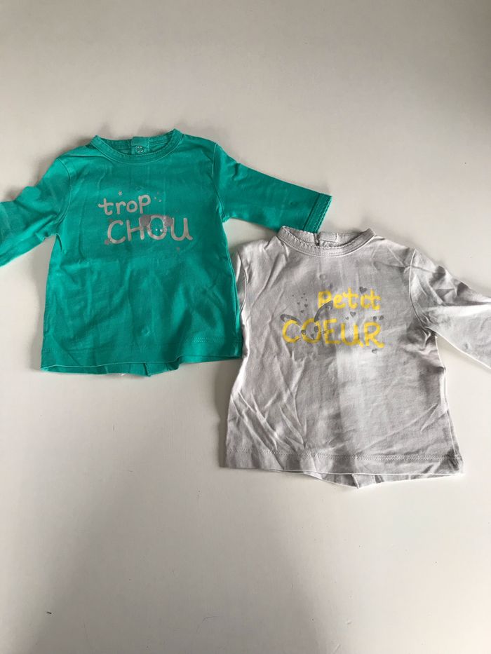 Lot de 2 t-shirts bébé fille à message 6 mois