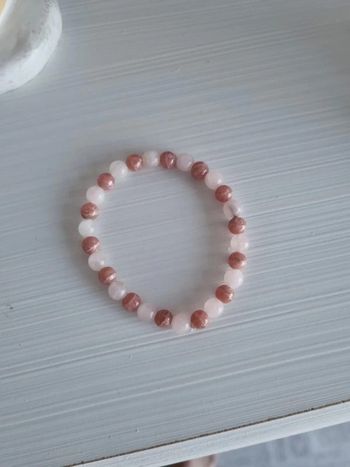 Bracelet en Rhodochrosite et Quartz Rose