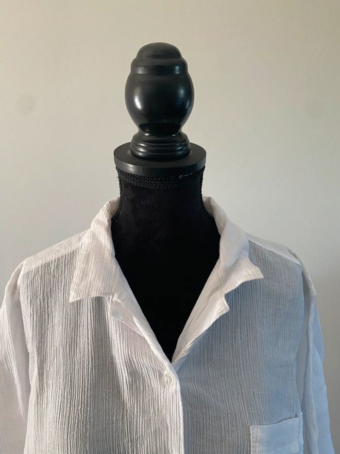 Chemise blanche vintage style en gaze de coton taille M - photo numéro 2