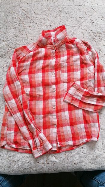 Chemise à carreaux rouges et blanches Kiabi 10 ans