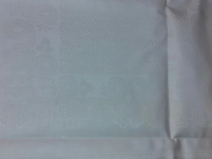 Neuf 1 Nappe et 12 serviettes damassé metis crème - photo numéro 5