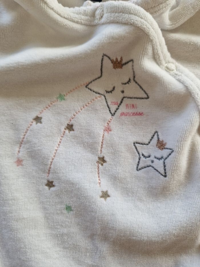 Pyjama Dors-Bien Velours Blanc Étoiles Kiabi - 3 Mois - photo numéro 3