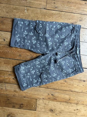 Short cargo bermuda gris palmiers 12 ans Gemo