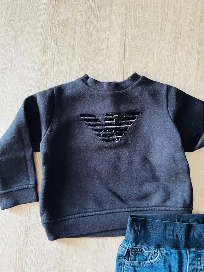 Sweat-shirt et jeans authentique bébé garçon Emporio Armani - photo numéro 2