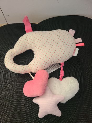 Doudou hochet nuage coeurs blanc rose COROLLE