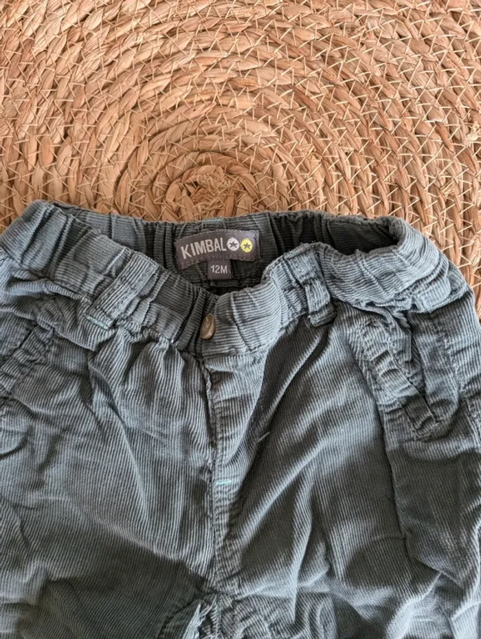 Pantalon en velours côtelé 12 mois garçon gris - photo numéro 2