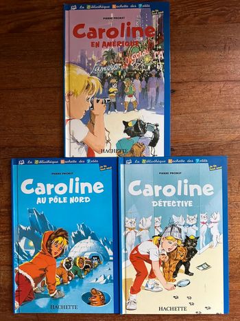 Lot de 3 albums bleu Caroline Bibliothèque Hachette des Petits livre Pierre Probst