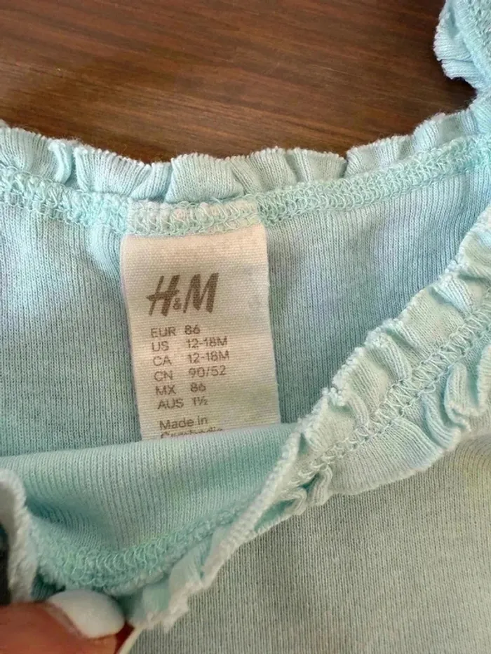 Débardeur bleu turquoise H&M 12-18 mois fille TBE - photo numéro 2