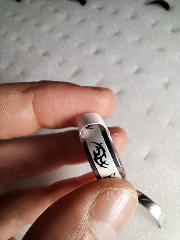 Bague acier inoxydable motifs - photo numéro 3