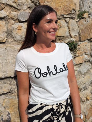 T-shirt Oohlala blanc/noir col rond
Taille S/M