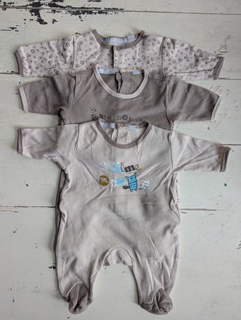 Lot de 3 pyjamas coton taille naissance