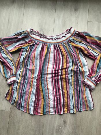 Blouse crop manches longues rayée Zara taille S lin viscose