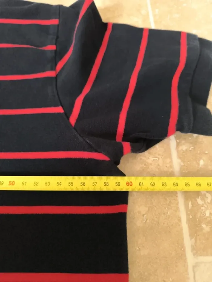 Polo Ralph Lauren homme XL noir rayures et logo rouge parfait état - photo numéro 7