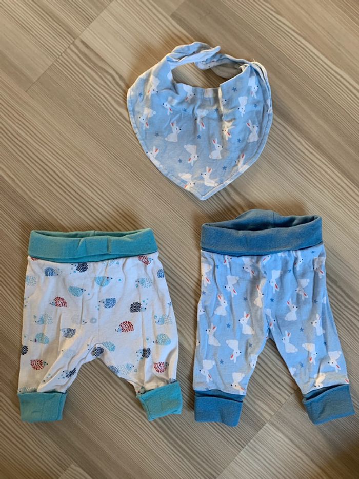 Lot vêtements bébé garçon naissance 0 mois parfait état pyjama legging sarouel bavoi - photo numéro 5