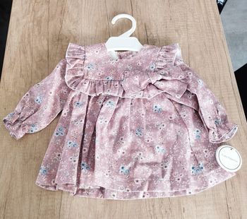 Blouse manches longues fille vieux rose fleurs taille 6 mois Lola Palacios