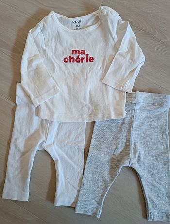 Lot leggings + t-shirt manches longues 1 mois
