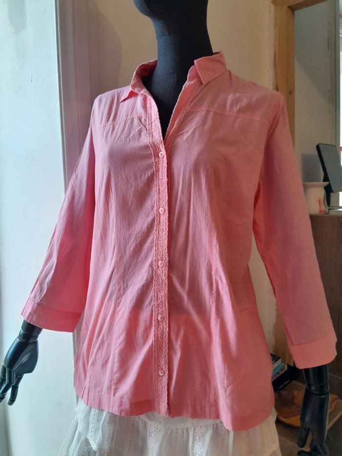 Chemise rose Vintage taille m broderie - photo numéro 4