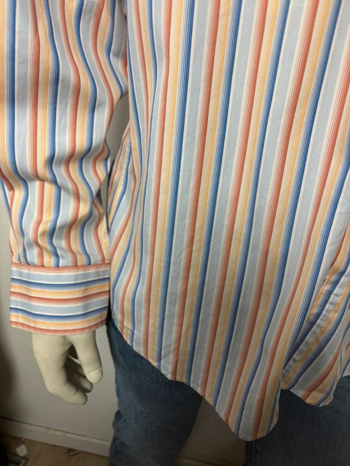 Chemise Hugo Boss homme - Taille 42 - Bleu et orange - photo numéro 3