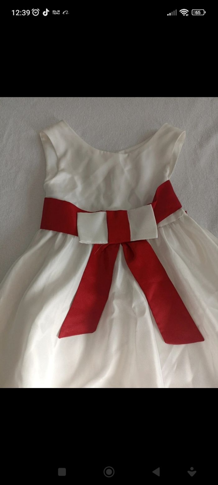 Jolie robe de cérémonie blanc cassé et rouge taille 6ans - photo numéro 2
