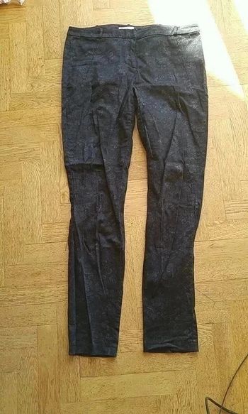 Pantalon fleuri noir et gris slim Promod 40