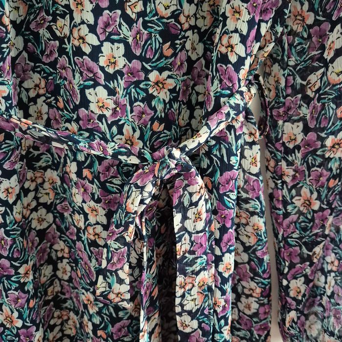 Robe fleurie mi longue en mousseline très bon état - TQF Collection - Taille M : 38 - 40 - photo numéro 3