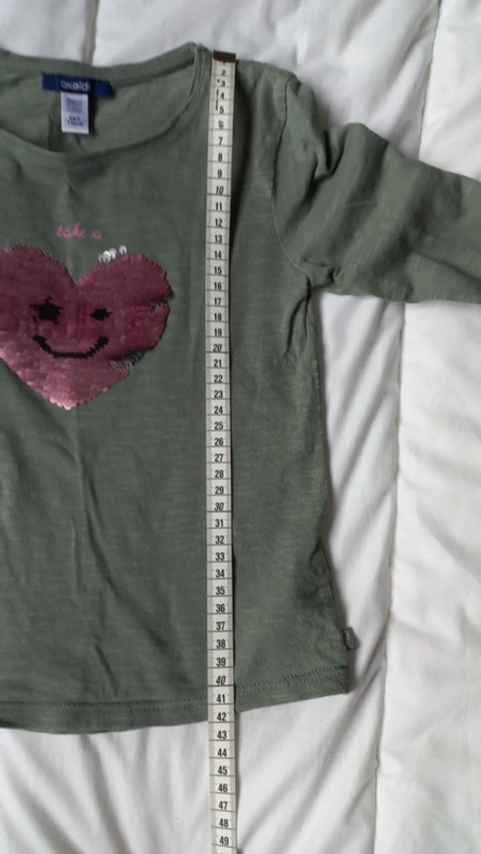 T-shirt kaki okaïdi cœur rose t6 - photo numéro 4