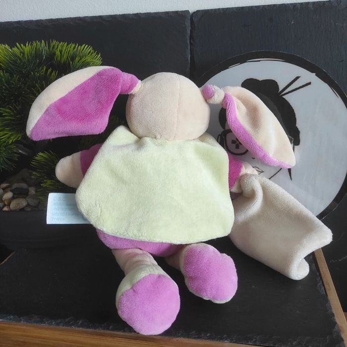 Doudou Lapin Rose Cape Vert Mouchoir Baby Nat bn732 Mêm Pas Cap #geektradedoudou - photo numéro 2