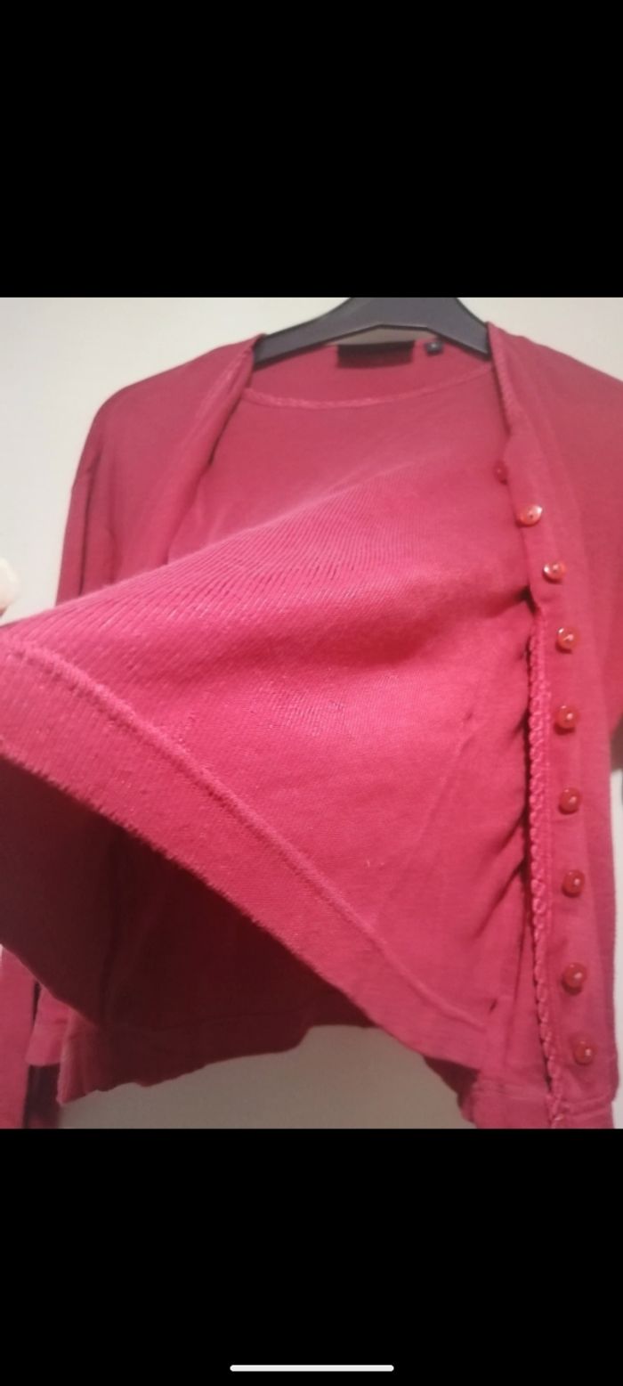 Beau gilet vintage Folia rouge  2 en 1 . Taille L - photo numéro 6
