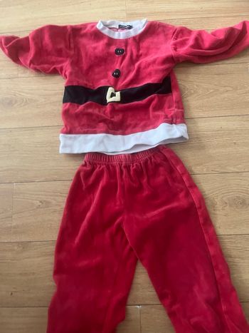 pyjama 2 pièces garçon 5 ans in extenso père noël velours rouge ensemble nuit noël 100% coton 