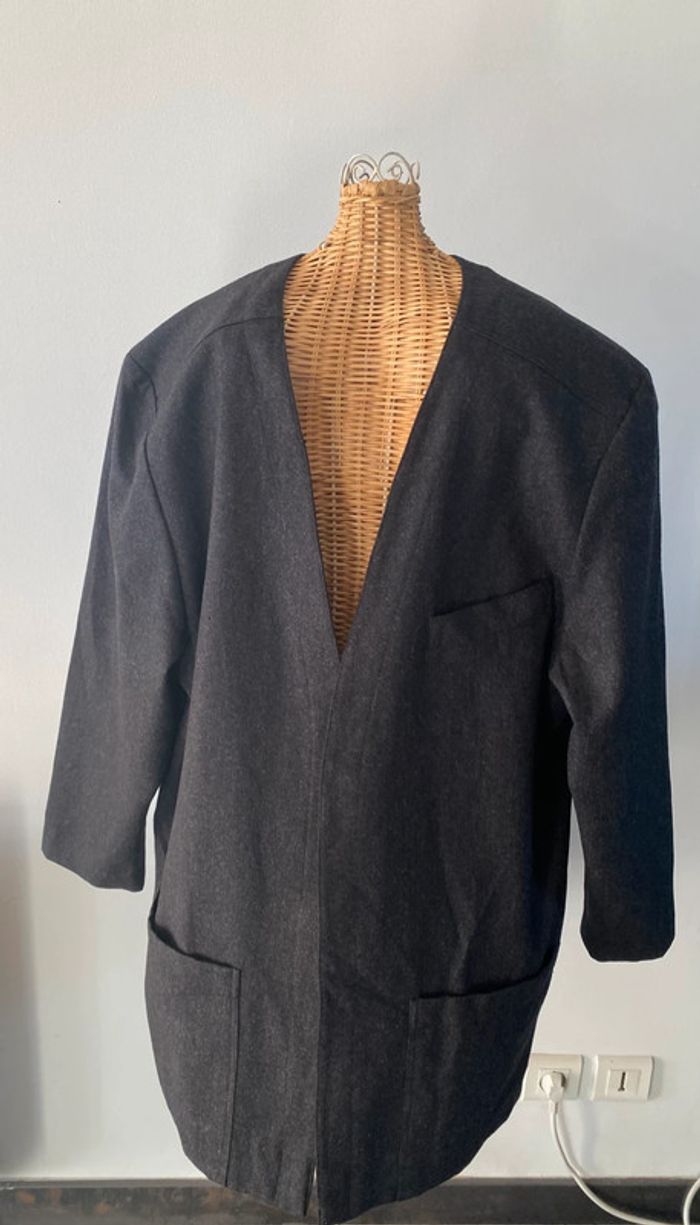 Veste vintage 100 % laine gris anthracite taille 40
