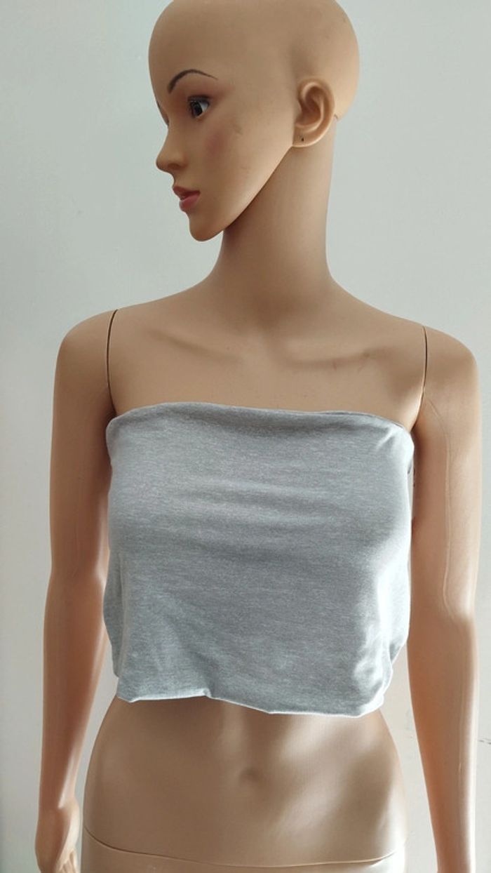 Top haut court bandeau gris taille xl femme