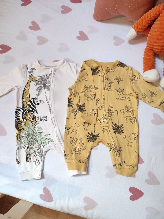 Lot de 2 pyjamas une pièce - bébé mixte - le roi lion - 0/3 mois - Neuf - Disney baby x Primark