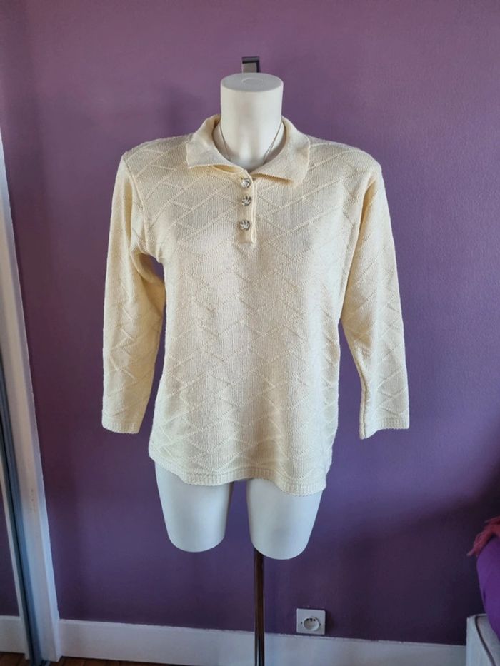 Pull jaune pâle vintage - photo numéro 15