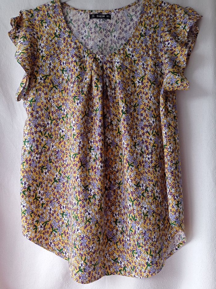 BLOUSE SHEIN Moutarde Fleurie.