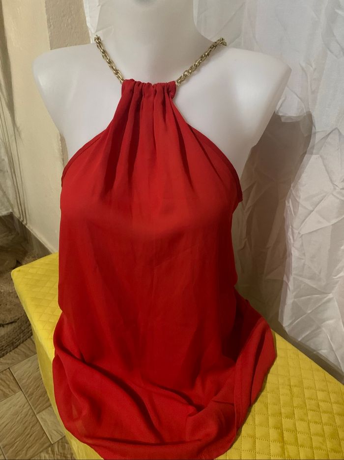 Top fantaisie rouge CC Collection tres bon état XL - photo numéro 2