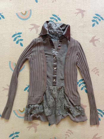 Pull léger marron clair dentelle 38