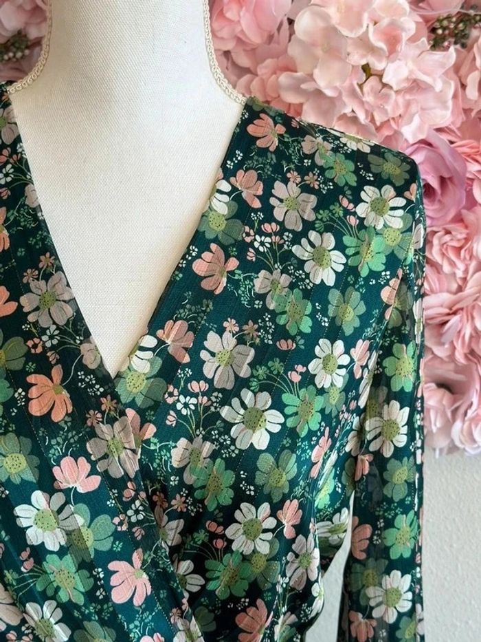 Robe midi verte à imprimé floral, taille S - Version Féminin - photo numéro 4