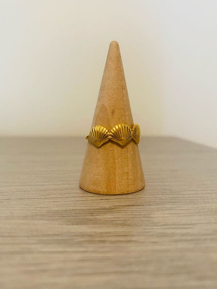 Bague tendance coquillage doré ajustable acier inoxydable - photo numéro 4