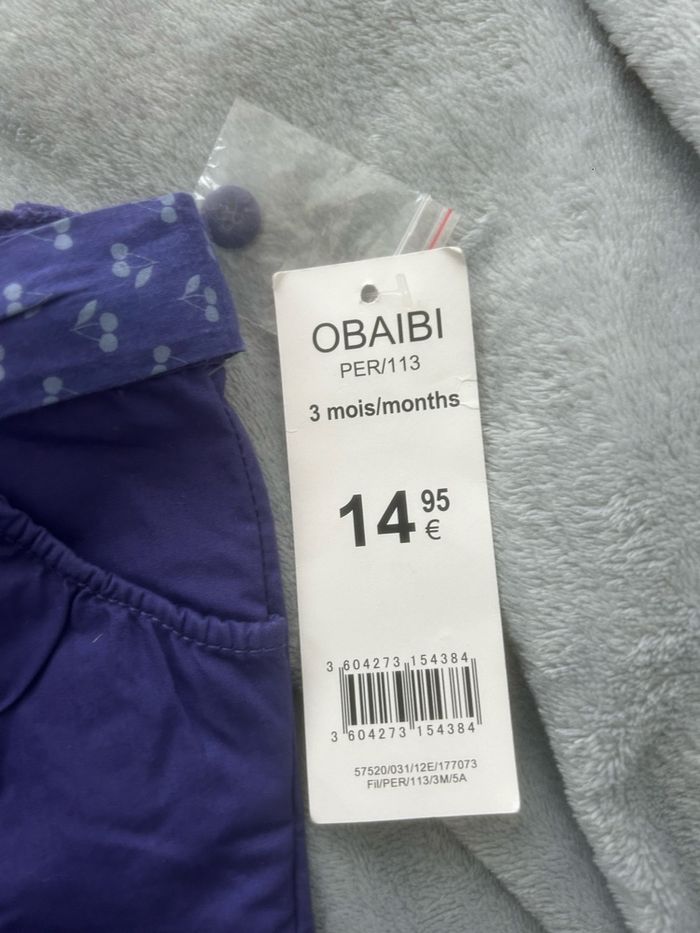 Short bébé fille 3 mois obaibi neuf étiqueté - photo numéro 2