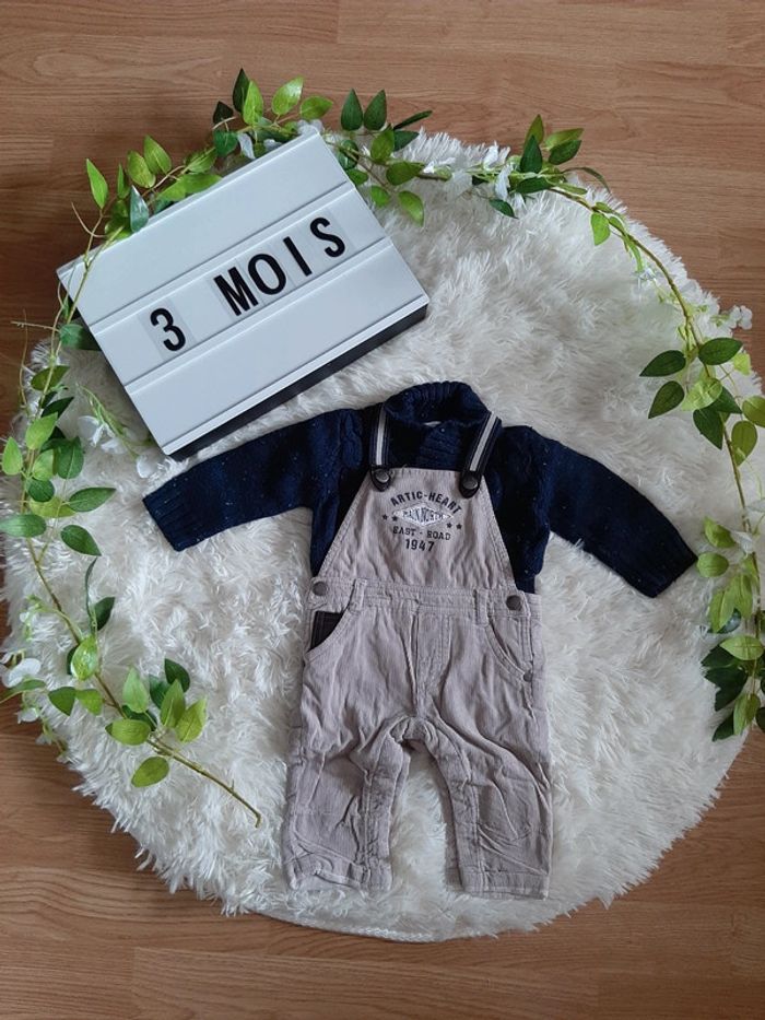Ensemble salopette velours et pull épais