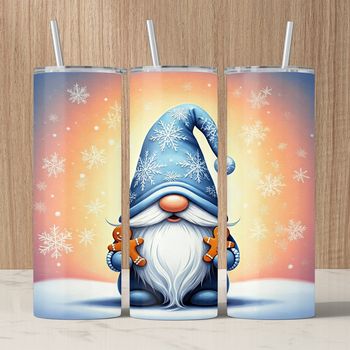 ❄️ Tumbler isotherme – Gnome d’hiver & flocons ☃️