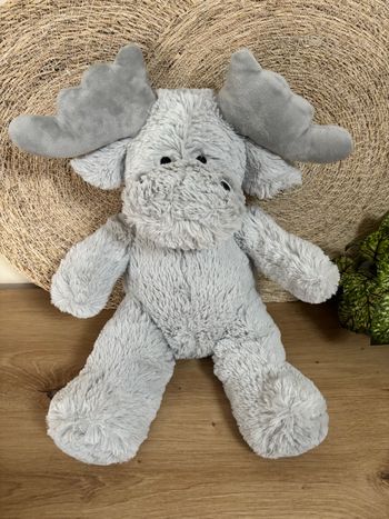 Doudou cerf renne gris blanche porte 