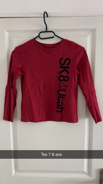 T shirt manche longue rouge bordeaux
