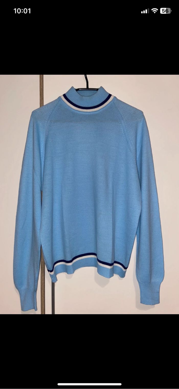 Pull col  montant bleu - photo numéro 2