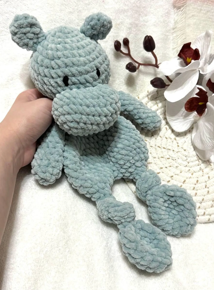 🦛 Doudou Hippopotame au crochet – Fait main avec amour 🧶💜 - photo numéro 2