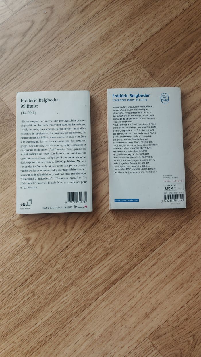 Livres de Frédéric Beigbeder (99 francs et Vacances dans le coma) - photo numéro 2