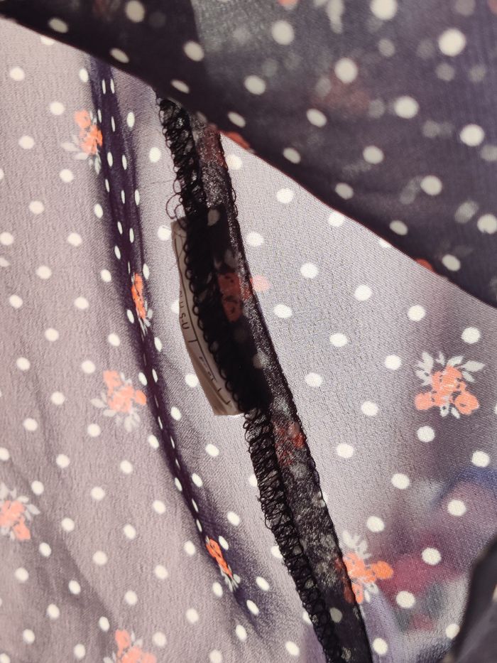 Chemisier blouse pois rétro marine fleurs Pimkie Taille 38 - photo numéro 10