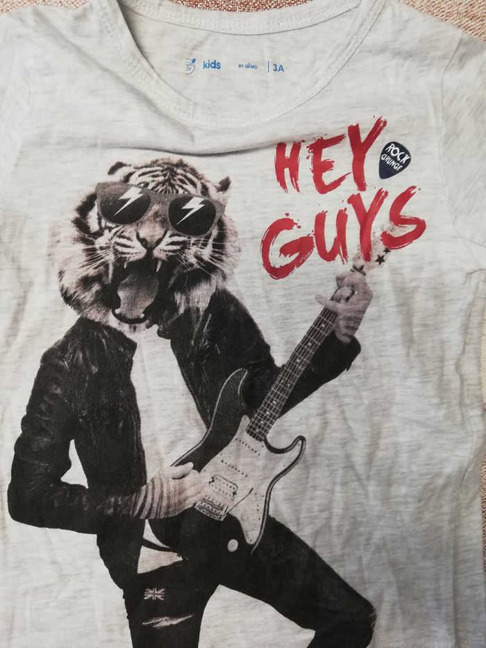 Tee shirt 3 ans gris manches longues Gémo - photo numéro 2