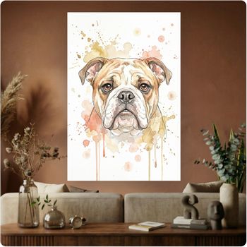 Affiche artistique “Chien Bulldog anglais” aquarelle décoration murale A3 Sans cadre